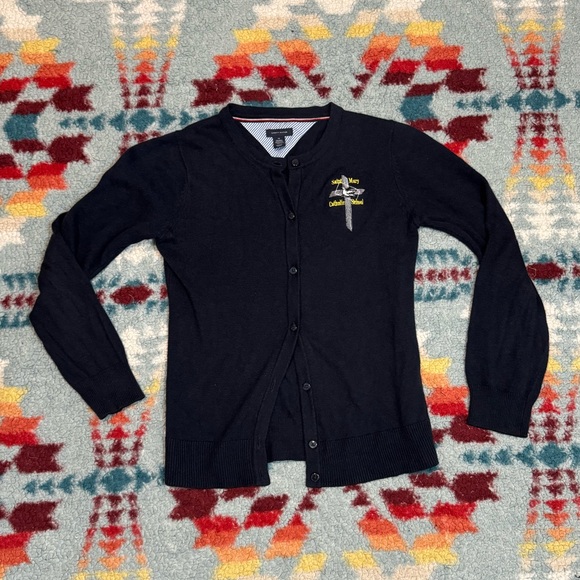 Saint Mary’s Catholic School Girl Cardigan Navy Blue Size Youth Medium or XS - Picture 2 of 5